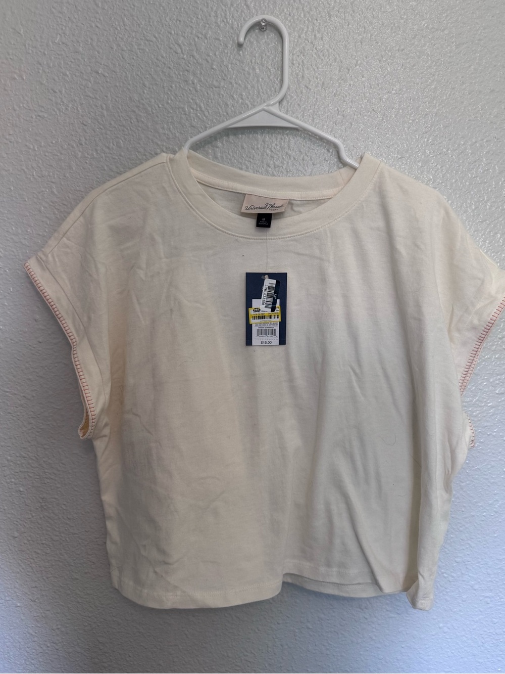 NWT Universal Thread Cream Boxy Short Sleeve Crop Tee